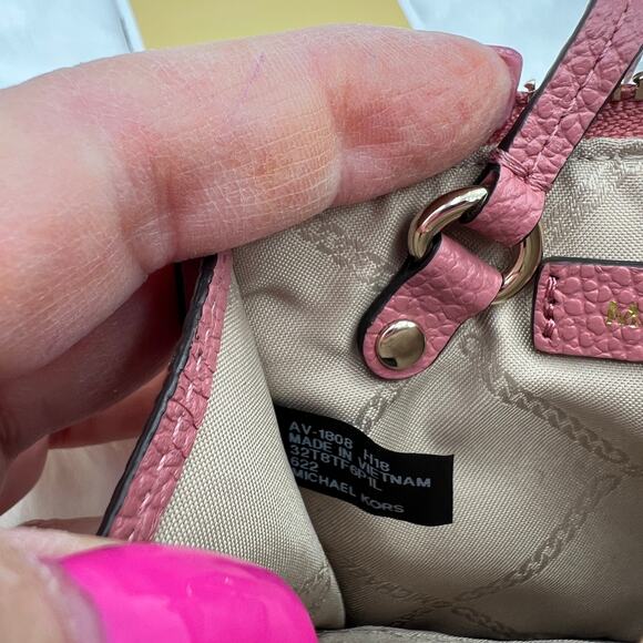 Michael Kors Jet Set Small Pebbled Leather Wristlet Card Coin Case Rose Gold - Picture 10 of 15